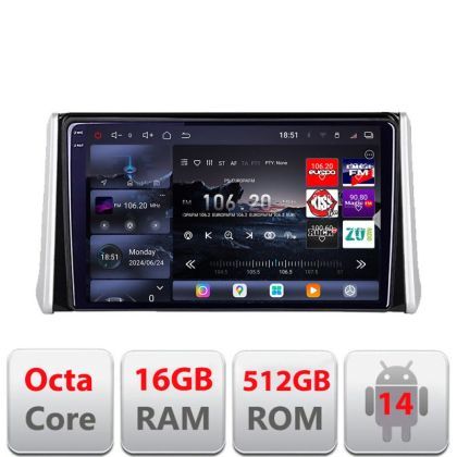 Navigatie Toyota RAV4 Suzuki Across 2018+ 8 core QLED 2K 16+512GB 360 Android Waze USB Navigatie Internet Youtube Radio Edotec