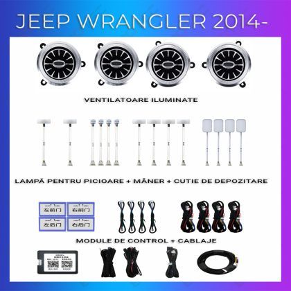 Lumini Ambientale NIGHTVIBE Jeep Wrangler Rubicon 2014-2020 set complet control telefon sau sistem original