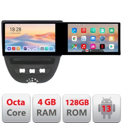 Navigatie Citroen C1 Peugeot 107 Toyota Aygo 2005-2014 Edotec 2 ecrane  8 core 4+128 21.6 inch Incell android Wifi 5Ghz gps internet  KIT-C1