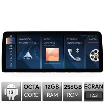 Navigatie dedicata Edotec BMW Seria 1 E87 2003-2008 masini ecran color CIC, Android, Octa Core, 12+256, 12.3", Qled 2K 2400x900, Qualcomm 680