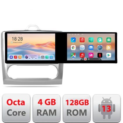 Navigatie Ford Focus clima automata Kit-140-automatic Edotec 2 ecrane  8 core 4+128 21.6 inch Incell android Wifi 5Ghz gps internet