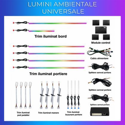 Lumini ambientale universale benzi albe tub model Audi 18 lumini 64 culori control din telefon