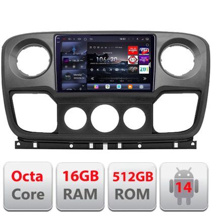 Navigatie Opel Movano, Renault Master 2010-2021 Android radio gps internet 8 core QLED 2K 16+512GB 360GB  Edotec V1