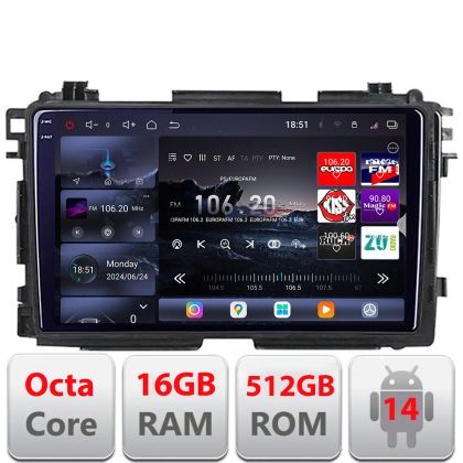 Navigatie Honda HR-V 2013-2018 Android radio gps internet 8 core QLED 2K 16+512GB 360 Edotec