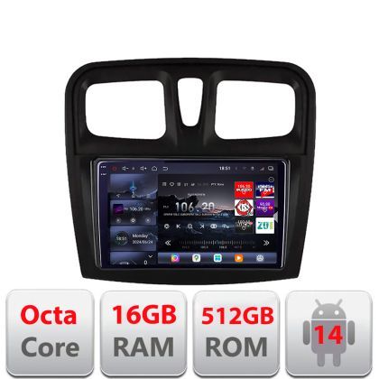 Navigatie Dacia Sandero 2012-2020 var B Android radio gps internet  8 core QLED 2K 16+512GB 360 Edotec