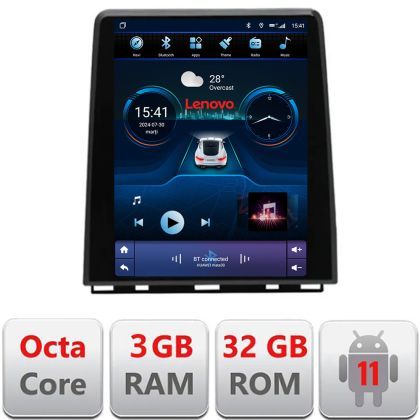 Navigatie Renault Clio 5 high Lenovo Tesla Qled 9.7" Octacore 4Gb RAM 32Gb 4G DSP Carplay Android Auto Bluetooth