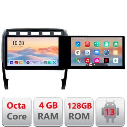 Navigatie Porsche Cayenne 2002-2011 Kit-443 Edotec 2 ecrane  8 core 4+128 21.6 inch Incell android Wifi 5Ghz gps internet  Q