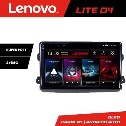Navigatie Fiat Ducato 2021- Lenovo QLED 1K 4+64 WIFI 5Ghz carplay android auto Android KIT-ducato2024+EDT-LITE-D4-9-4+64