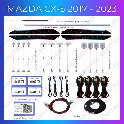 Lumini Ambientale NIGHTVIBE Mazda CX-5 2017-2023 dedicat set complet control telefon sau sistem original