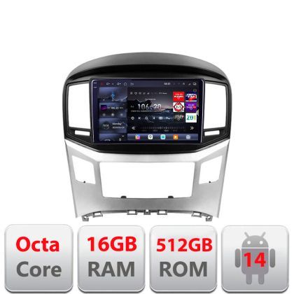 Navigatie Hyundai H1 Starex 2016- Edotec Kit-H1 8 core QLED 2K 16+512GB 360 Android Waze USB Navigatie Internet Youtube Radio