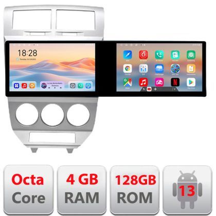 Navigatie Dodge Caliber 2006-2010 Kit-caliber-06 Edotec 2 ecrane  8 core 4+128 21.6 inch Incell android Wifi 5Ghz gps internet 32