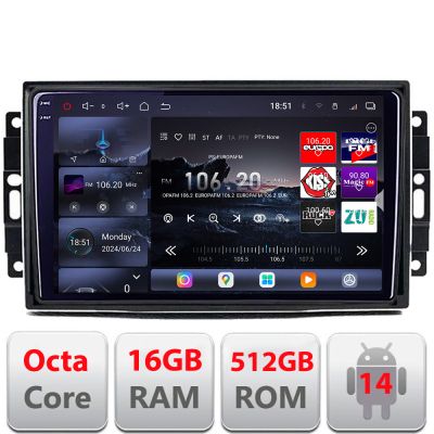 Navigatie Chrysler Jeep Edotec Kit-202 8 core QLED 2K 12+256GB 360 Android Waze USB Navigatie Internet Youtube Radio v3