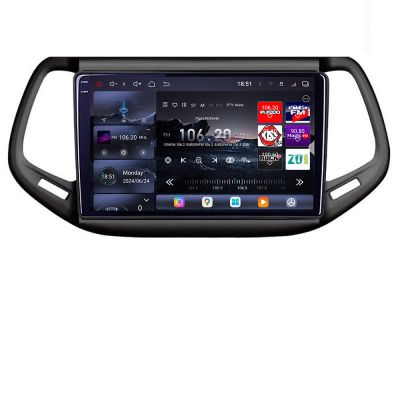 Navigatie Jeep Compass 2016+ Edotec Kit-739 8 core QLED 2K 12+256GB 360 Android Waze USB Navigatie Internet Youtube Radio