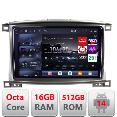 Navigatie Toyota Land Cruiser L100 2002-2008 Edotec Kit-L100 8 core QLED 2K 12+256GB 360 Android Waze USB Navigatie Internet Youtube Radio