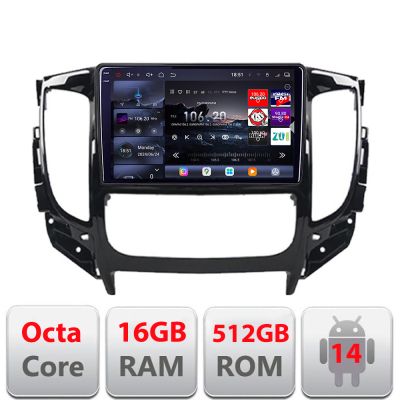 Navigatie Mitsubishi L200 2014-2020 Edotec Kit-1094 8 core QLED 2K 12+256GB 360 Android Waze USB Navigatie Internet Youtube Radio