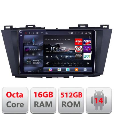 Navigatie Mazda 5 2010-2017 Edotec Kit-117 8 core QLED 2K 12+256GB 360 Android Waze USB Navigatie Internet Youtube Radio
