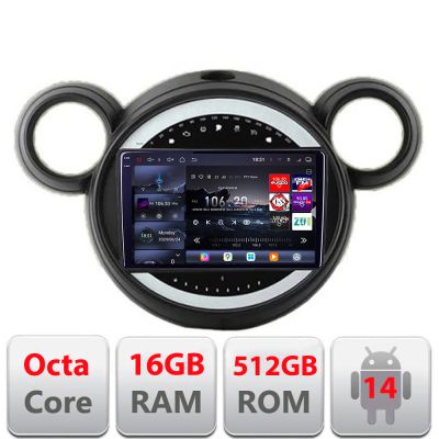 Navigatie Mini 2011-2015 cu sistem CIC 8 core QLED 2K 12+256GB 360 Android Waze USB Navigatie Internet Youtube Radio Edotec