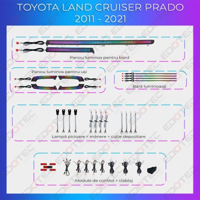 Lumini ambientale Toyota Prado 2011-2021 set complet control telefon sau sistem original