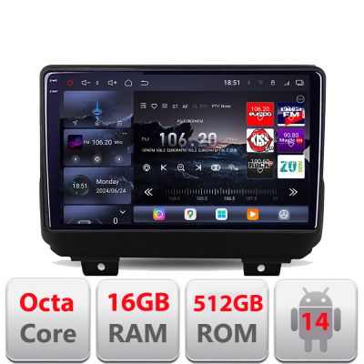 Navigatie Jeep Wrangler 2018- Edotec Kit-WRANGLER 8 core QLED 2K 12+256GB 360 Android Waze USB Navigatie Internet Youtube Radio