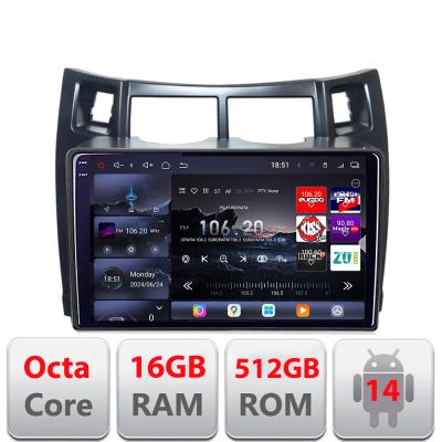 Navigatie Toyota Yaris 2008-2011 Edotec Kit-YARIS08 8 core QLED 2K 12+256GB 360 Android Waze USB Navigatie Internet Youtube Radio Edotec