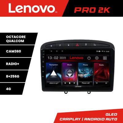 Navigatie Peugeot 308  Lenovo Kit-038 8 core QLED 2K 8+256 360 Android Waze USB Navigatie Internet Youtube Radio
