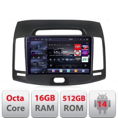 Navigatie Hyundai Elantra 2007-2011 Edotec Kit-2009 8 core QLED 2K 12+256GB 360 Android Waze USB Navigatie Internet Youtube Radio