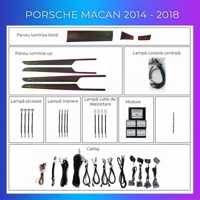 Lumini ambientale Porsche Macan 2014-2018 set complet control telefon sau sistem original