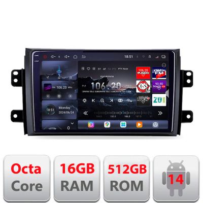 Navigatie Suzuki SX4 2006-2013 Edotec Kit-124 8 core QLED 2K 12+256GB 360 Android Waze USB Navigatie Internet Youtube Radio