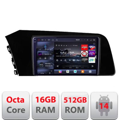 Navigatie Hyundai Elantra 2021- Edotec Kit-elantra2021 8 core QLED 2K 12+256GB 360 Android Waze USB Navigatie Internet Youtube Radio