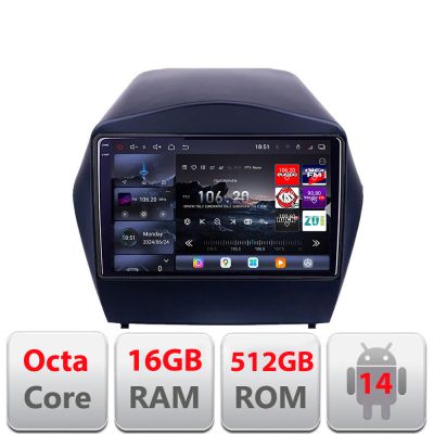 Navigatie Hyundai IX35 2011+ Edotec Kit-361 8 core QLED 2K 12+256GB 360 Android Waze USB Navigatie Internet Youtube Radio