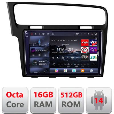 Navigatie VW Golf 7 2013-2020 Edotec Kit-491 8 core QLED 2K 12+256GB 360 Android Waze USB Navigatie Internet Youtube Radio
