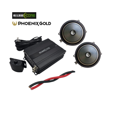 Pachet 2 subwoofere Phoenix Gold dedicate pentru Volvo S/V/XC 2016+, cu amplificator 1 canale de la BassCore si cablu de alimentare de 5 metri.