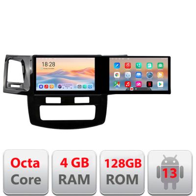 Navigatie Toyota Hilux 2008-2014 Kit-143 Edotec 2 ecrane  8 core 4+128 21.6 inch Incell android Wifi 5Ghz gps internet
