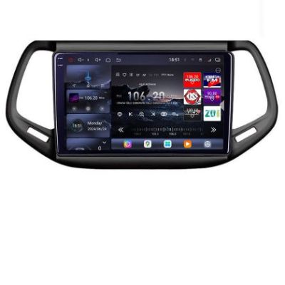 Navigatie Jeep Compass 2016+ Edotec Kit-739 8 core QLED 2K 16+512GB 360 Android Waze USB Navigatie Internet Youtube Radio