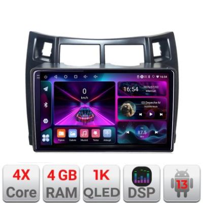 Navigatie Toyota Yaris 2008-2011 A-YARIS08  4+64 InCell Display 1K Android Waze USB Navigatie Internet Youtube Radio