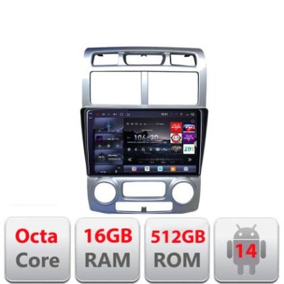 Navigatie Kia Sportage 2005-2007 Edotec Kit-0023 8 core QLED 2K 16+512GB 360 Android Waze USB Navigatie Internet Youtube Radio