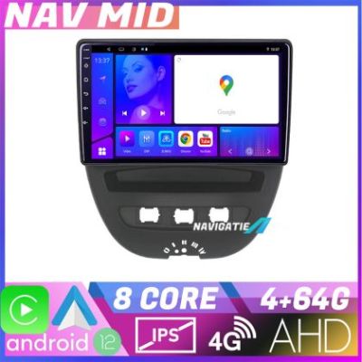 Navigatie Citroen C1 Peugeot 107 Toyota Aygo 2005 2014 EDOTEC-LITE Android Ecran 720P Octa Core 4 64 Carplay