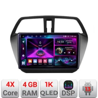 Navigatie Suzuki S-Cross Quad Core A-337  4+64 InCell Display 1K Android Waze USB Navigatie Internet Youtube Radio