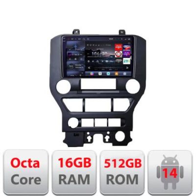 Navigatie Ford Mustang 2015-2020 Edotec Kit-MUSTANG 8 core QLED 2K 16+512GB 360 Android Waze USB Navigatie Internet Youtube Radio