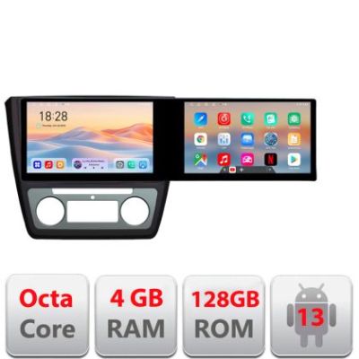 Navigatie Skoda Yeti 2009-2014 Kit-YETI Edotec 2 ecrane  8 core 4+128 21.6 inch Incell android Wifi 5Ghz gps internet