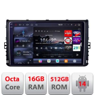 Navigatie grupul VW Edotec Kit-933 8 core QLED 2K 16+512GB 360 Android Waze USB Navigatie Internet Youtube Radio