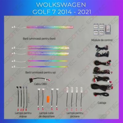 Lumini ambientale VW Golf 7 dedicat control din sistemul original sau telefon