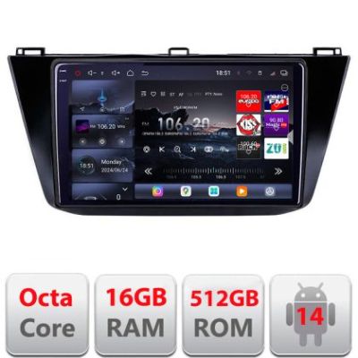 Navigatie VW Tiguan 2016- Edotec Kit-5883 8 core QLED 2K 16+512GB 360 Android Waze USB Navigatie Internet Youtube Radio