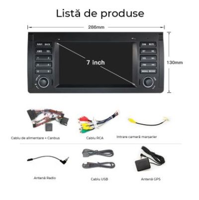 Navigație BMW Seria 5 E39 X5 E53 M5, 7 inci