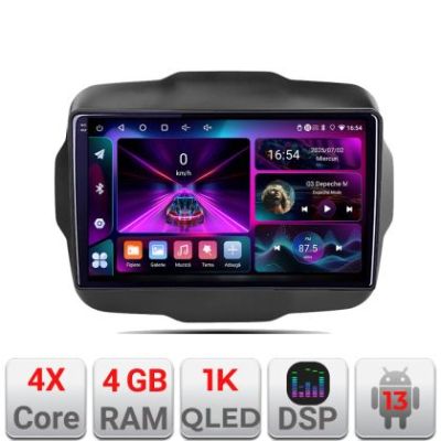 Navigatie Jeep Renegade 2015-2020 A-500  4+64 InCell Display 1K Android Waze USB Navigatie Internet Youtube Radio