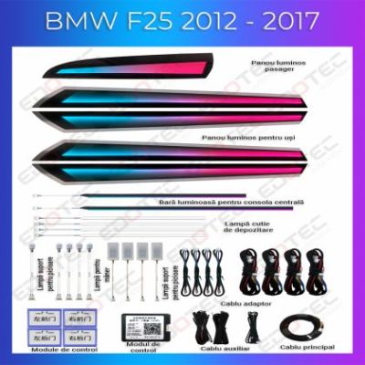 Lumini ambientale BMW X3 X4 (F25 F26) 2012 - 2017 model cu trimuri dedicat set complet control telefon sau sistem original