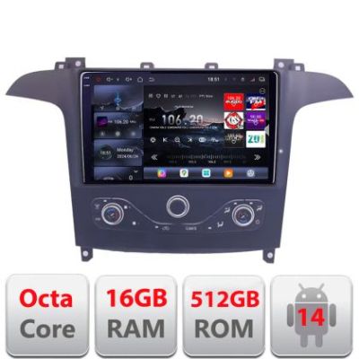 Navigatie Ford S-max 2006-2014 Qled 2K Octa Core 16+512GB LTE 4G DSP Wifi 5Ghz android auto carplay radio gps internet KIT-smax-navi+EDT-E809-2K