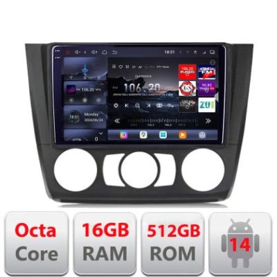 Navigatie BMW Seria 1 E87 2007-2011 clima manuala Edotec Kit-bmw117-manual 8 core QLED 2K 16+512GB 360 Android Waze USB Navigatie Internet Youtub