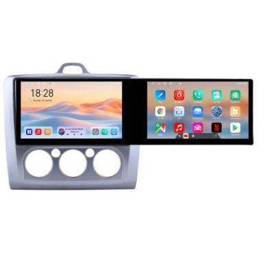 Navigatie Ford Focus clima manuala Kit-140-manual Edotec 2 ecrane  8 core 4+128 21.6 inch Incell android Wifi 5Ghz gps internet 32
