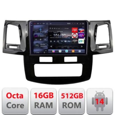 Navigatie Toyota Hilux 2008-2014 Edotec Kit-143 8 core QLED 2K 16+512GB 360 Android Waze USB Navigatie Internet Youtube Radio